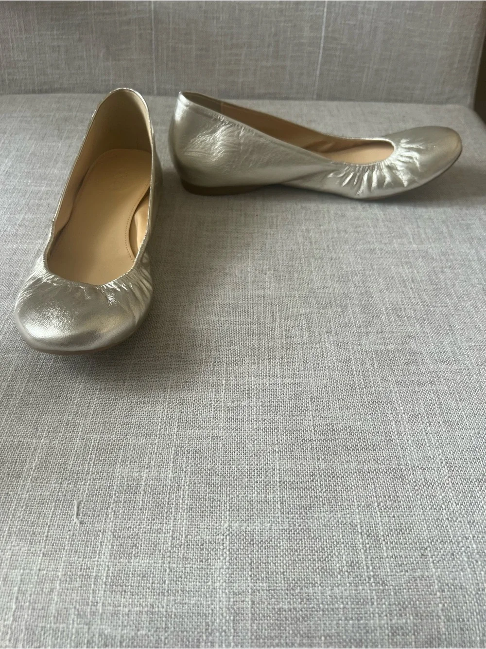 J. Crew Gold Metallic Ballet Flats, women’s 6.5, office, casual, quiet luxury